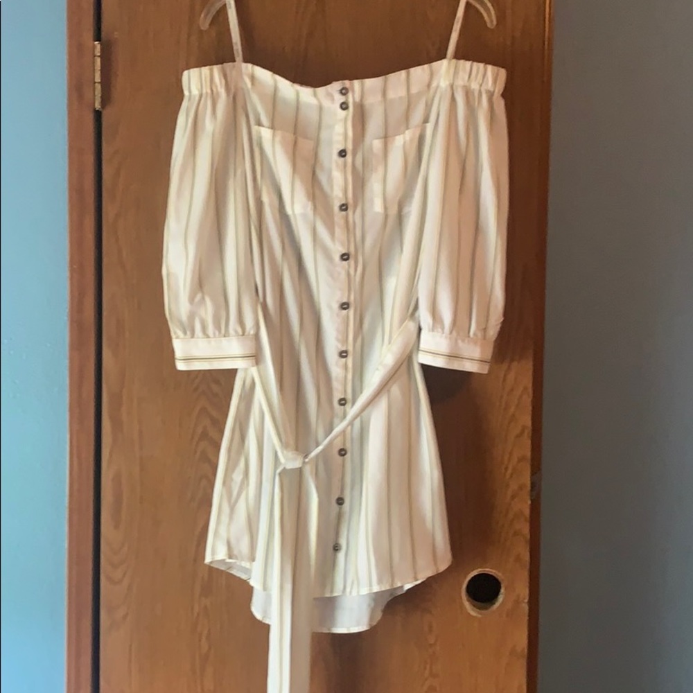 Off shoulder button up dress